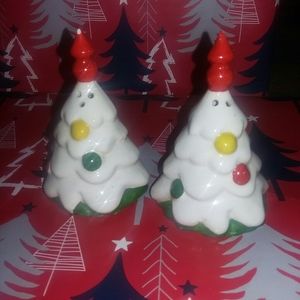 Vintage Christmas tree salt and pepper shakers